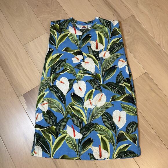 FARM Rio Dresses & Skirts - Farm Rio Anthurium Garden Blue Organic Cotton Mini Shirt Dress Women’s Medium